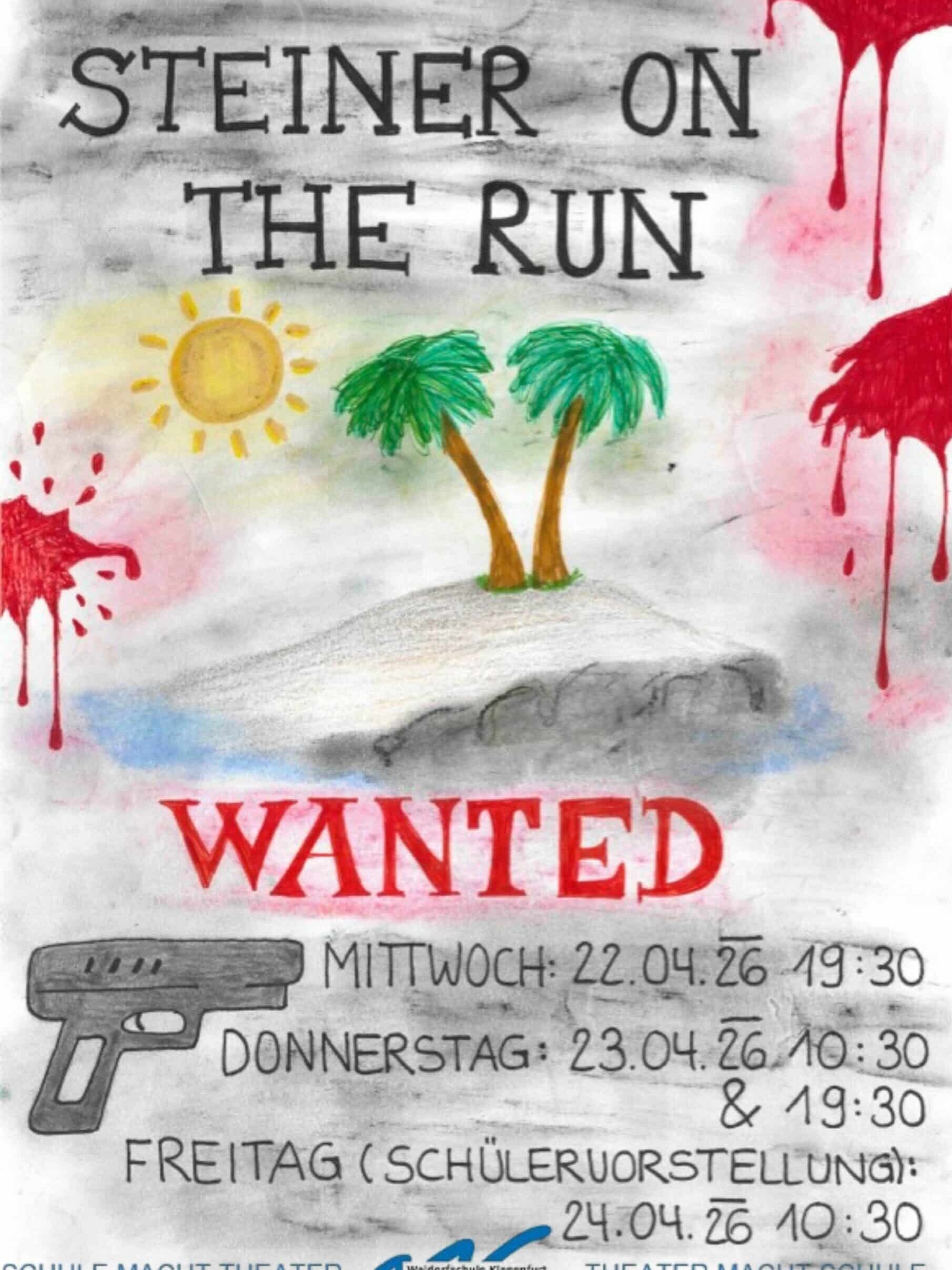 Theaterplakat mit einsamer Insel und Pistole